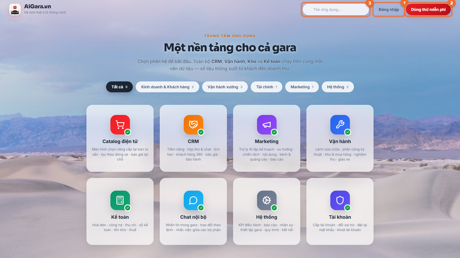 Trang aigara.vn khi chưa đăng nhập