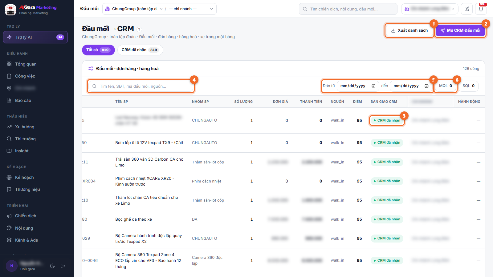 Đầu mối → CRM